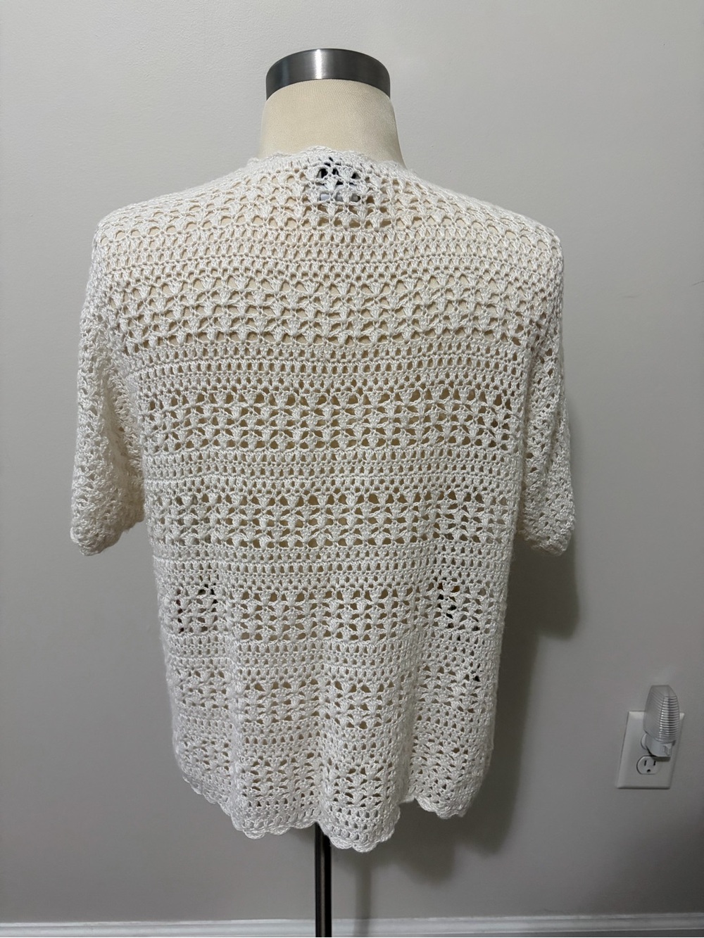 Vintage Teddi Petite M White Knit Top Floral Cottagecore Grandmacore - Picture 2 of 7